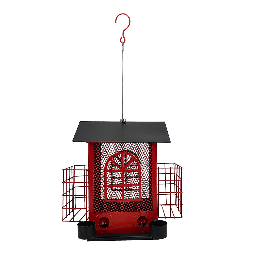 Cross Country Outdoor Lodge Metal Hanging Bird Feeder Multi Food Dispenser Squirrel Proof Hummingbird Feeder