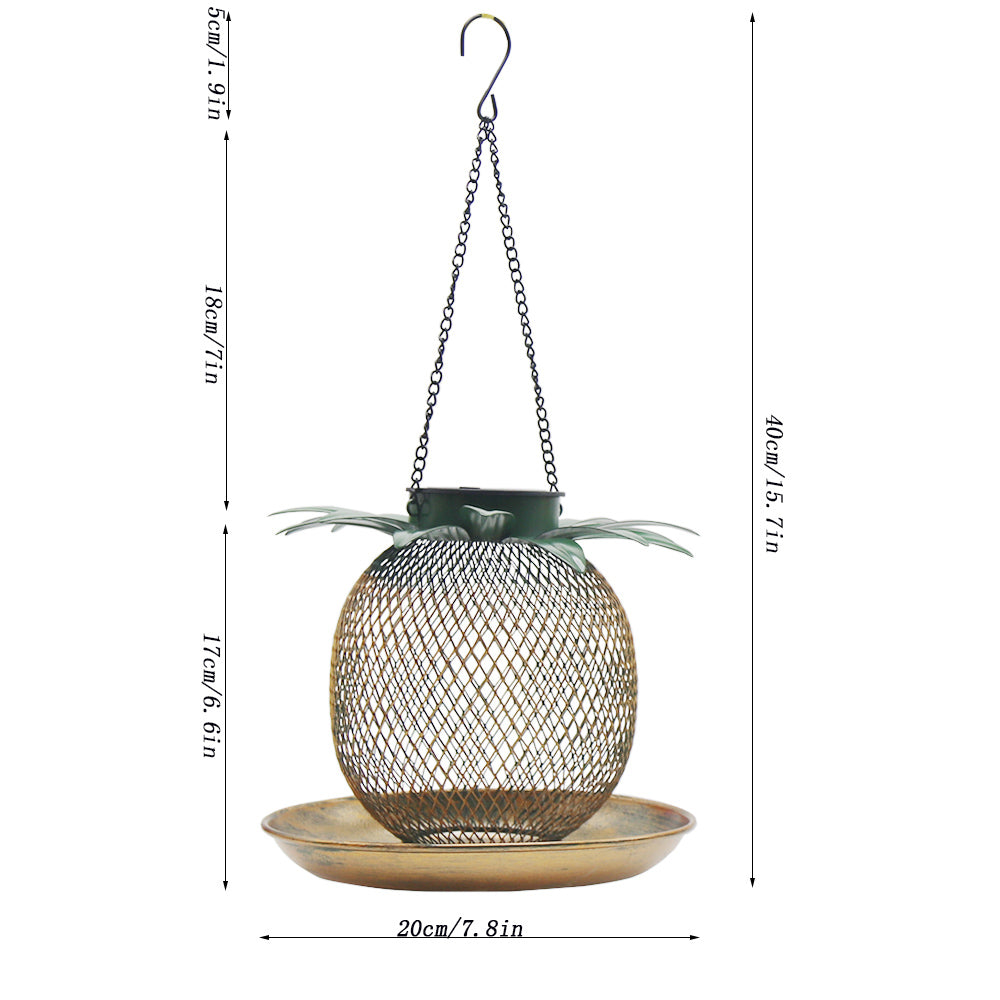 Amazon Hot Selling Iron Solar Pineapple Bird Feeder Thrower Outdoor Hanging Light Throwing Landscape Garden Patio Lights