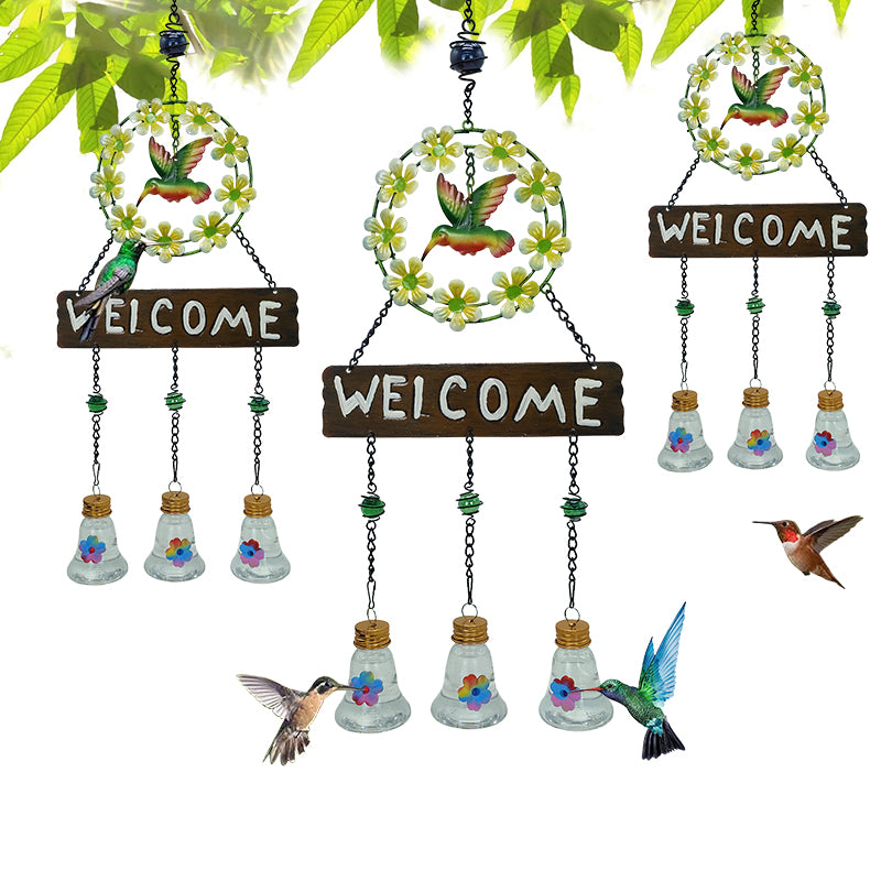 New Outdoor Decorative Wind Chime Hummingbird Feeder Dual Purpose Ant and Squirrel Proof Bird Feeder