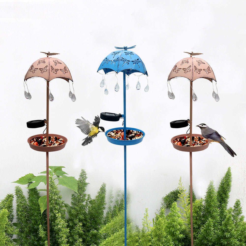 Cross Border Bird Feeder Outdoor Iron Metal Ground Feeder Fan Shaped Bird Feeder Solar Bird Feeder