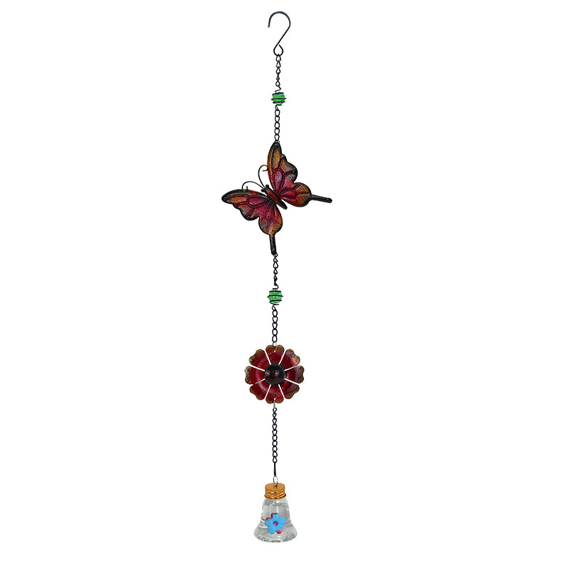 Cross Border New Outdoor Hummingbird Feeder Colorful Butterfly Wind Chime Charms Dual Purpose Ant Proof Automatic Hummingbird Feeder