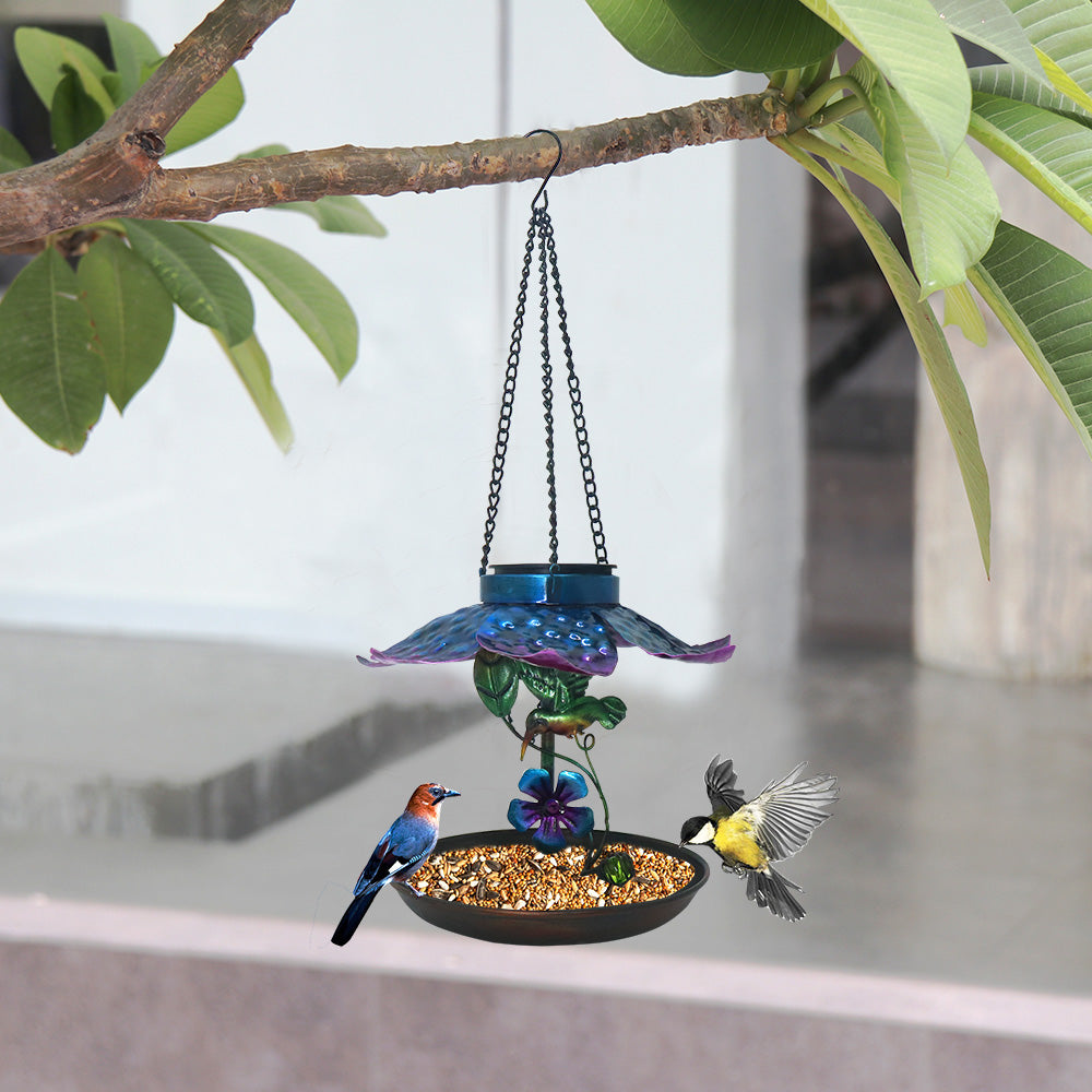 Cross Border Bird Feeder Outdoor Metal Hanging Solar Bird Feeder Hummingbird Automatic Feeder Amazon Hot