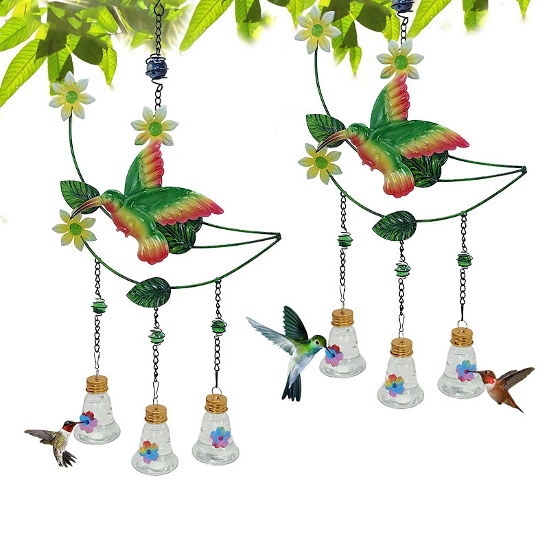 Crossing New Hummingbird Feeder Creative Maple Leaf Hummingbird Shape Metal Hanging Wind Chime Feeder