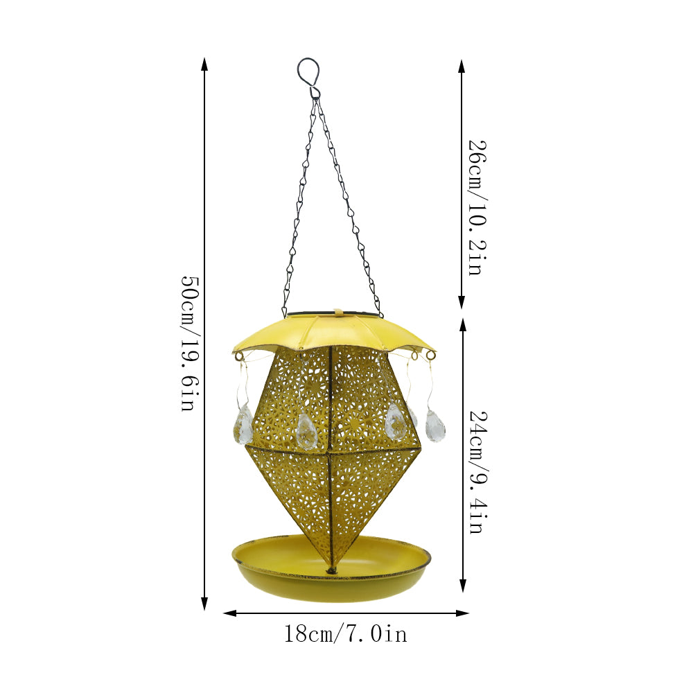 Outdoor Hanging Metal Solar Bird Feeder Projection Patterned Iron Bird Feeder Hummingbird Automatic Dispenser Bird Feeder