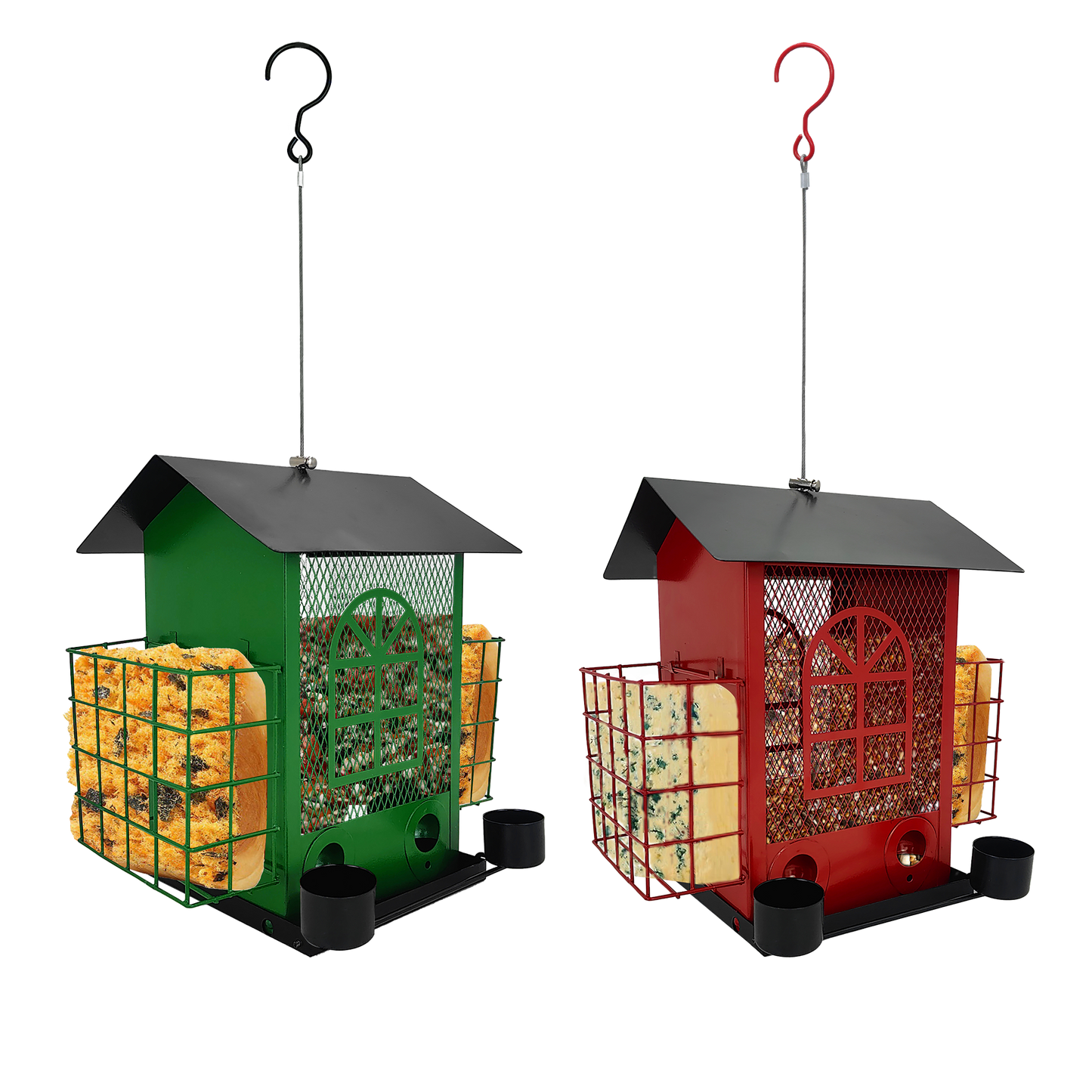 Cross Country Outdoor Lodge Metal Hanging Bird Feeder Multi Food Dispenser Squirrel Proof Hummingbird Feeder