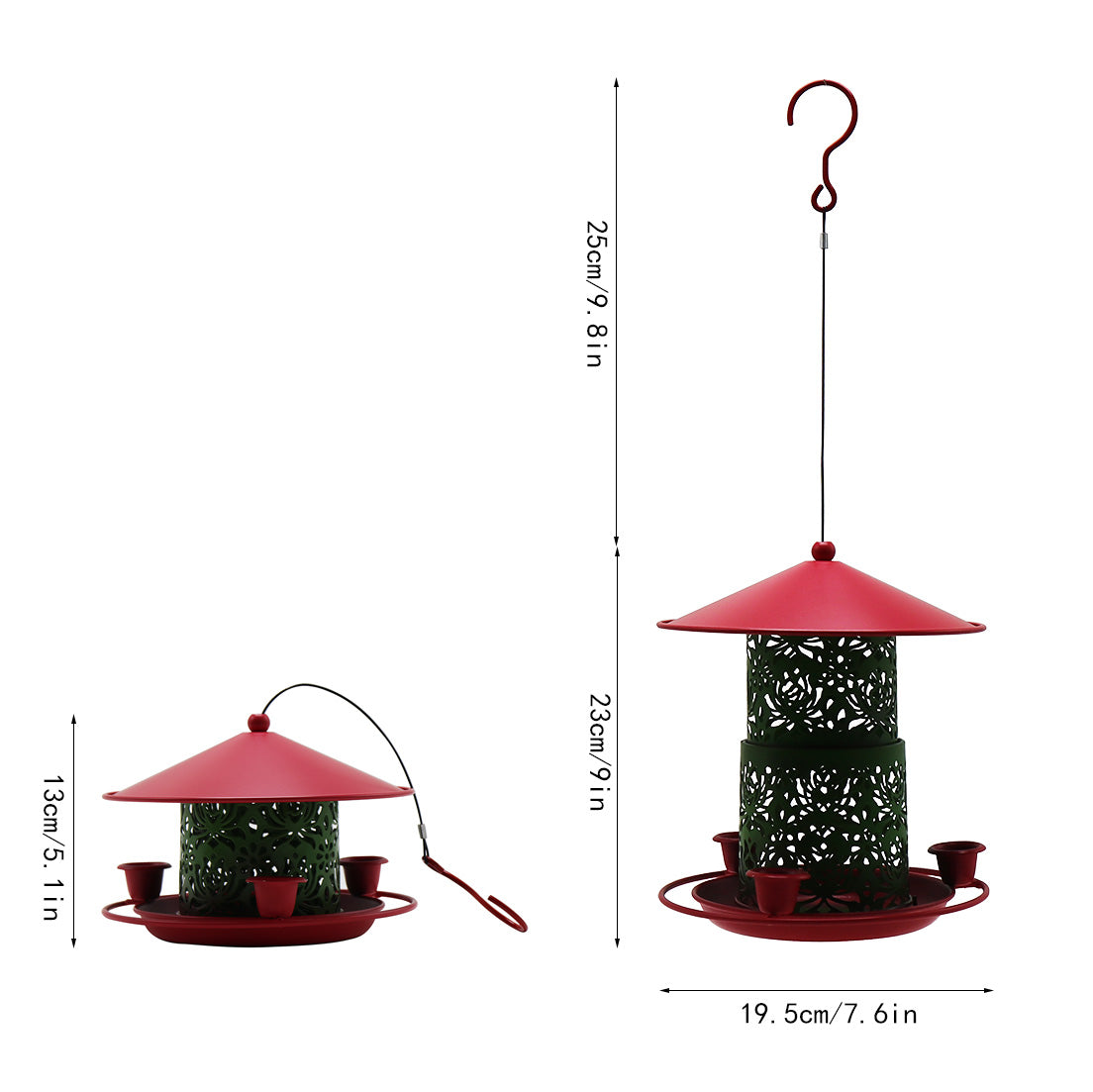 Iron double layer bird feeder patio outdoor hanging metal hummingbird feeder factory wholesale