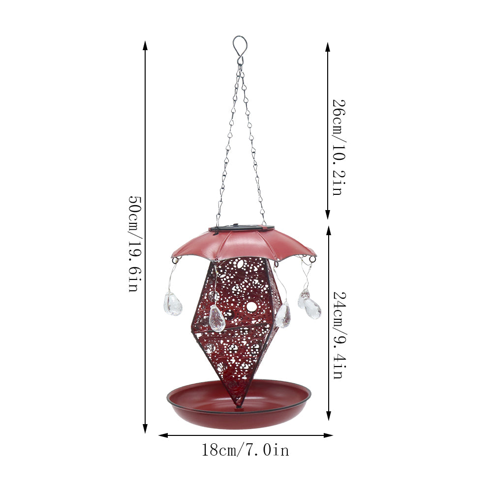 Outdoor Hanging Metal Solar Bird Feeder Projection Patterned Iron Bird Feeder Hummingbird Automatic Dispenser Bird Feeder