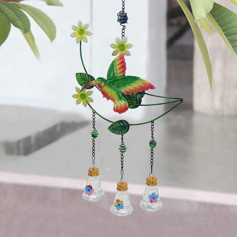 Crossing New Hummingbird Feeder Creative Maple Leaf Hummingbird Shape Metal Hanging Wind Chime Feeder