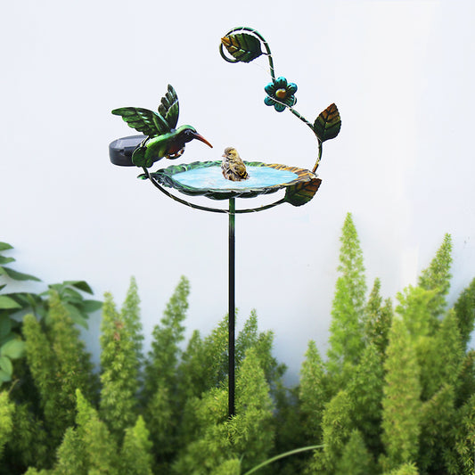 Cross Border Bird Feeder Outdoor Iron Metal Ground Feeder Fan Shaped Bird Feeder Solar Bird Feeder