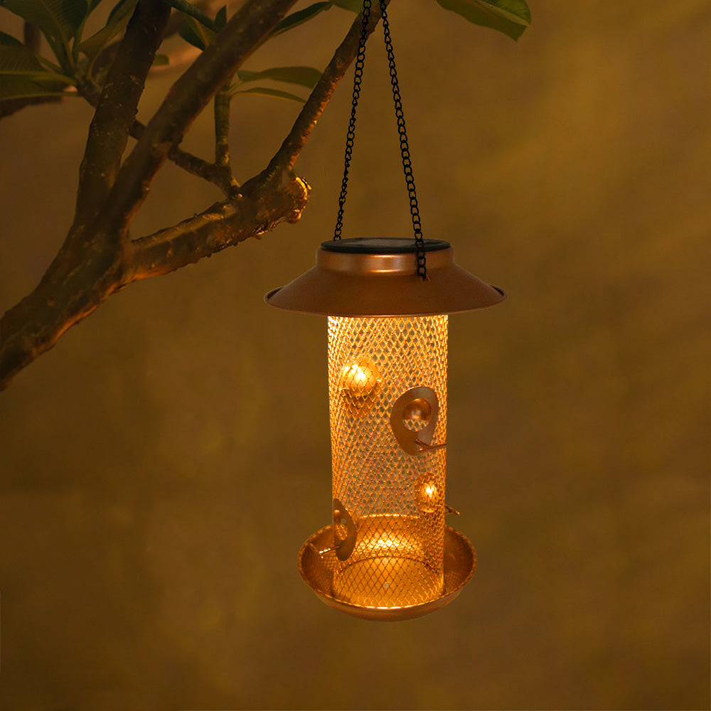 New Product Bird Feeder Outdoor Solar Metal with Light Hanging Squirrel Proof Bird Feeder Hummingbird Feeder Customized