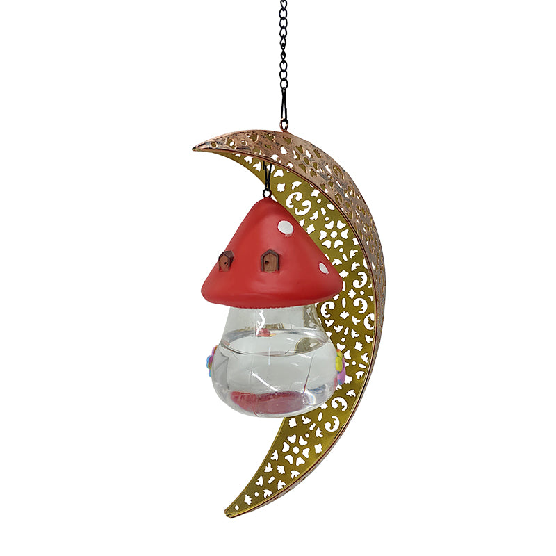 New Arrival Outdoor Bee Moon Teardrop Wind Chime Hanging Metal Bird Hummingbird Feeder Resin Wind Chime