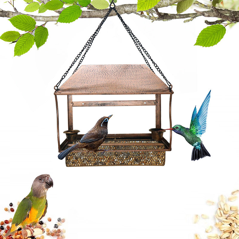 Cross-border new iron metal bird feeder outdoor hanging anti-squirrel hummingbird water feeder feeder factory batch