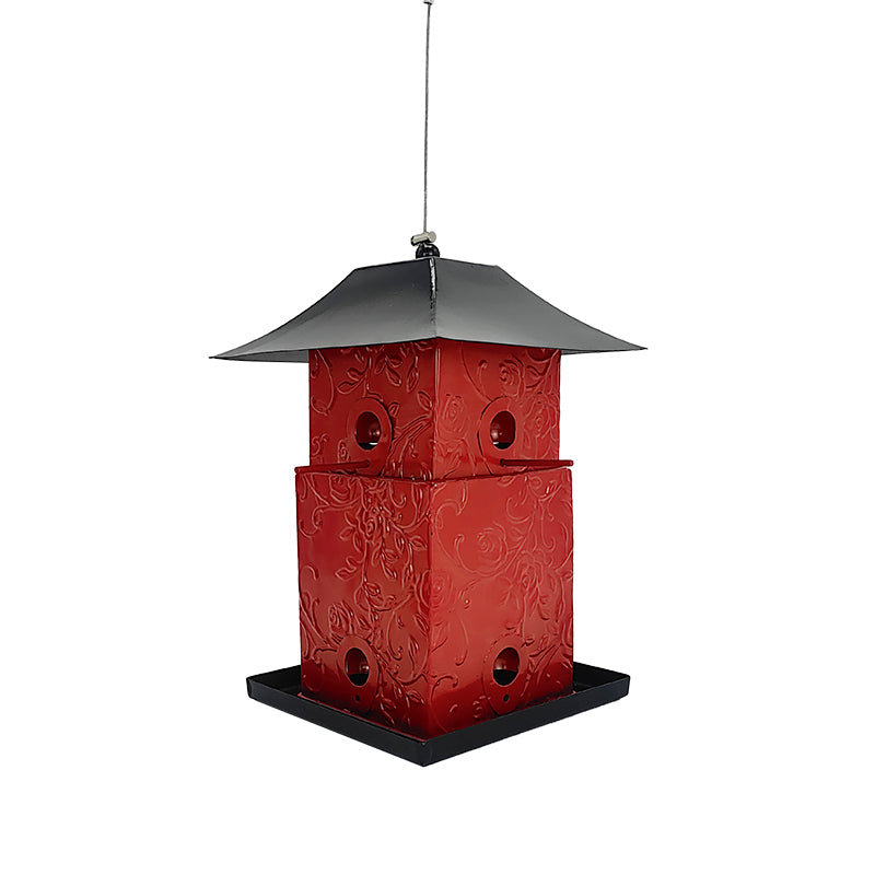 New European Style Double Retractable Square Squirrel Proof Bird Feeder Outdoor Hanging Hummingbird Feeder