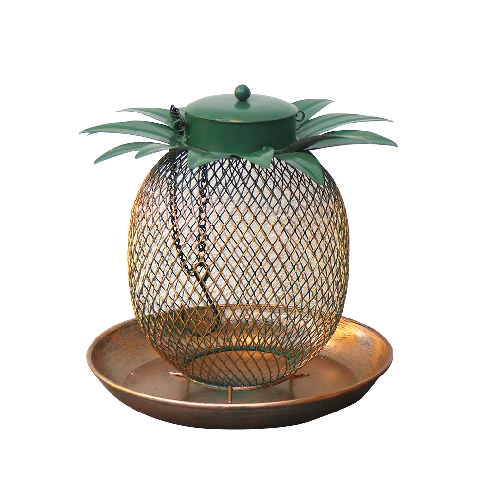 Source Factory Iron Bird Feeder Creative Pineapple Shape Hummingbird Feeding Bird Feeder Container Outdoor Hanging Bird Feeder