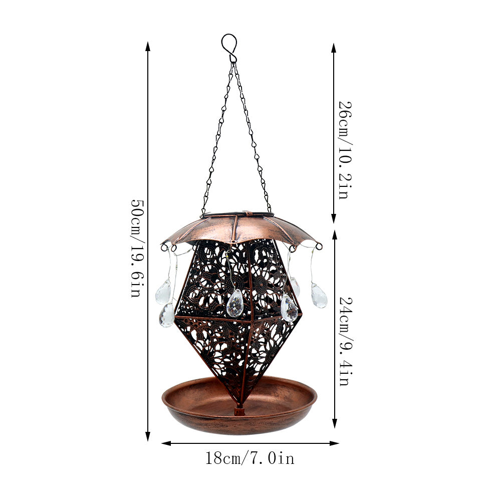 Outdoor Hanging Metal Solar Bird Feeder Projection Patterned Iron Bird Feeder Hummingbird Automatic Dispenser Bird Feeder