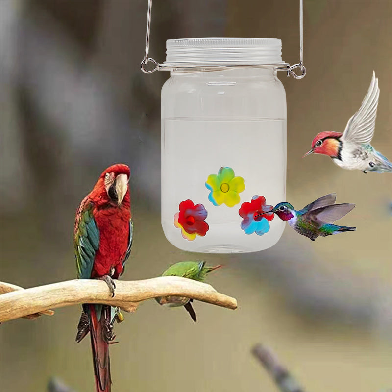 Outdoor Mason Bottle Feeder Hanging Clear Cup Hummingbird Feeder Bird Feeder