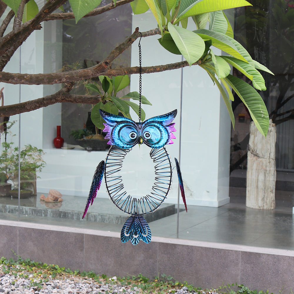 New product bird feeder owl outdoor hanging metal bird feeder with light hummingbird source factory customized