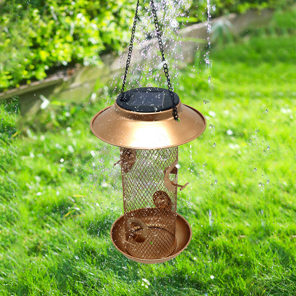 New Product Bird Feeder Outdoor Solar Metal with Light Hanging Squirrel Proof Bird Feeder Hummingbird Feeder Customized