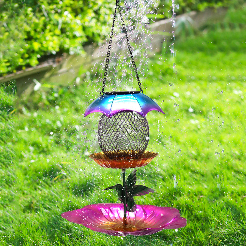 Cross border amazon bird feeder outdoor hanging iron metal anti squirrel with light hummingbird feeder factory