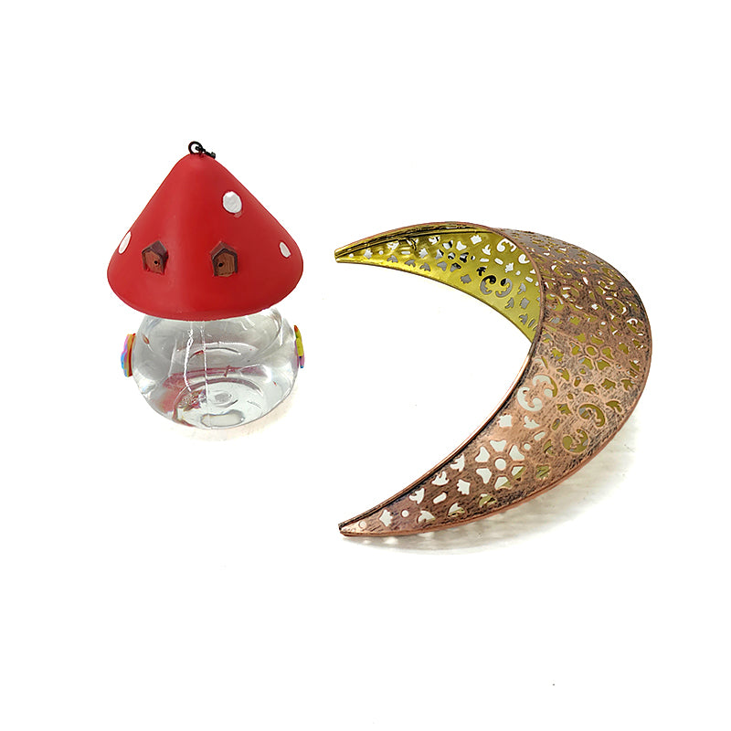 New Arrival Outdoor Bee Moon Teardrop Wind Chime Hanging Metal Bird Hummingbird Feeder Resin Wind Chime