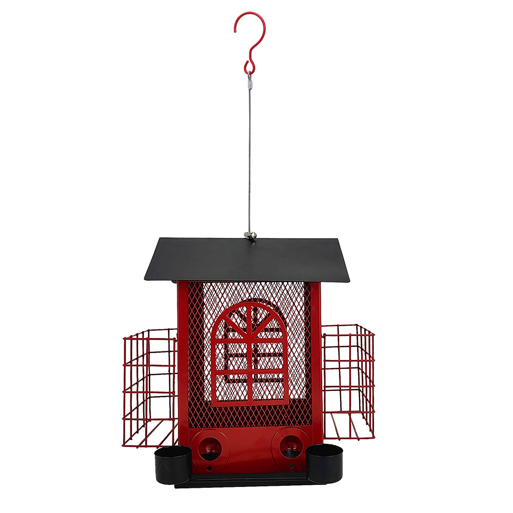 Cross Country Outdoor Lodge Metal Hanging Bird Feeder Multi Food Dispenser Squirrel Proof Hummingbird Feeder