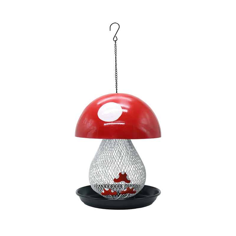 New product bird feeder outdoor hanging metal mushroom iron bird feeder anti squirrel hummingbird bird feeder factory customized