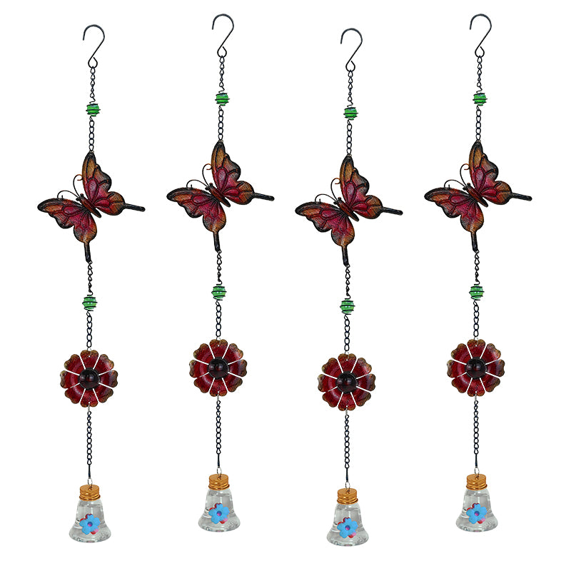 Cross Border New Outdoor Hummingbird Feeder Colorful Butterfly Wind Chime Charms Dual Purpose Ant Proof Automatic Hummingbird Feeder