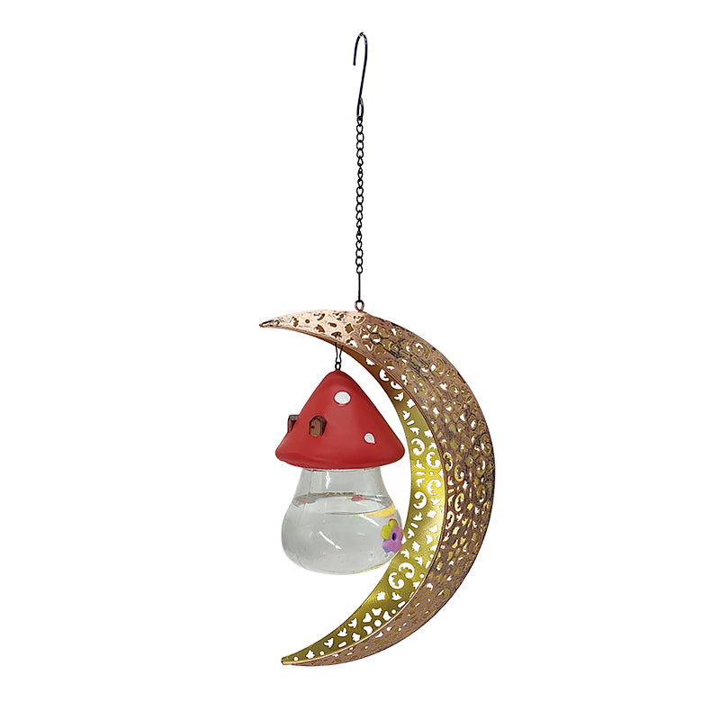 New Arrival Outdoor Bee Moon Teardrop Wind Chime Hanging Metal Bird Hummingbird Feeder Resin Wind Chime