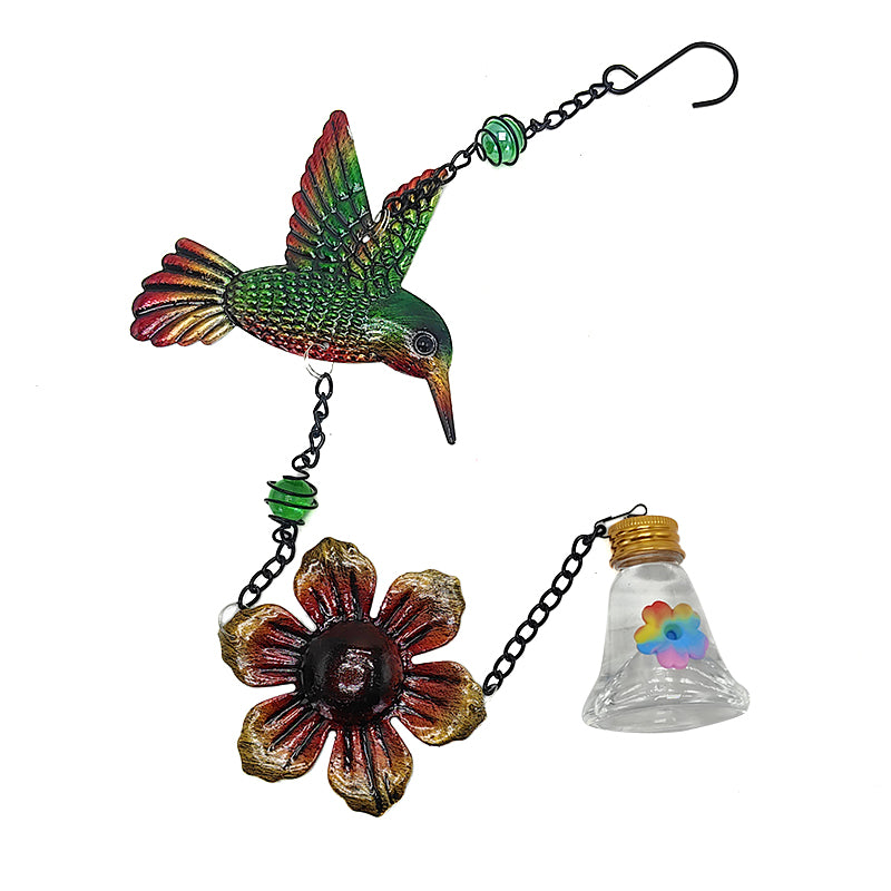 Outdoor Metal Hanging Hummingbird Feeder Squirrel Proof Bird Feeder Wind Chime Decorative Bird Feeder