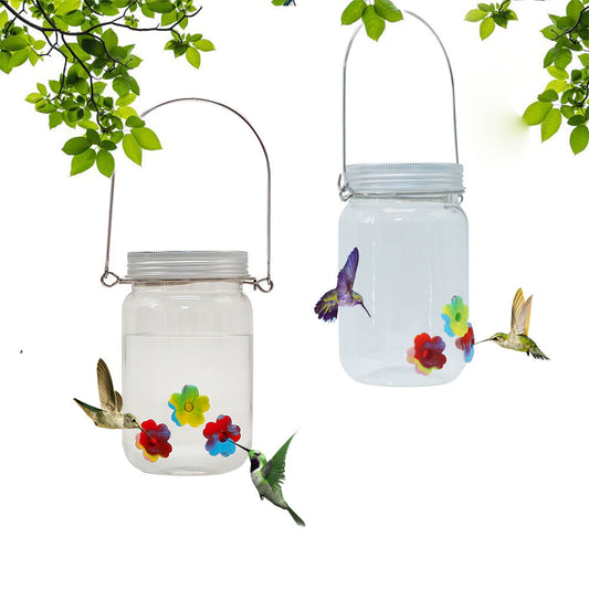 Outdoor Mason Bottle Feeder Hanging Clear Cup Hummingbird Feeder Bird Feeder