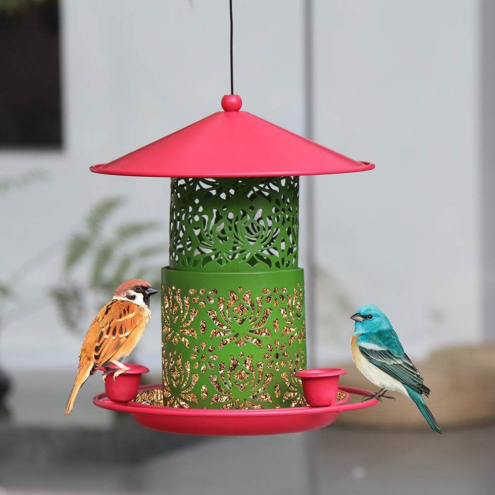 Iron double layer bird feeder patio outdoor hanging metal hummingbird feeder factory wholesale