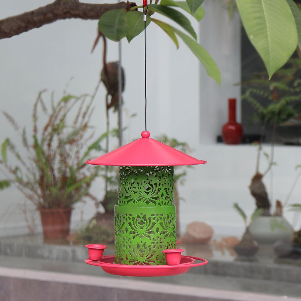 Iron double layer bird feeder patio outdoor hanging metal hummingbird feeder factory wholesale