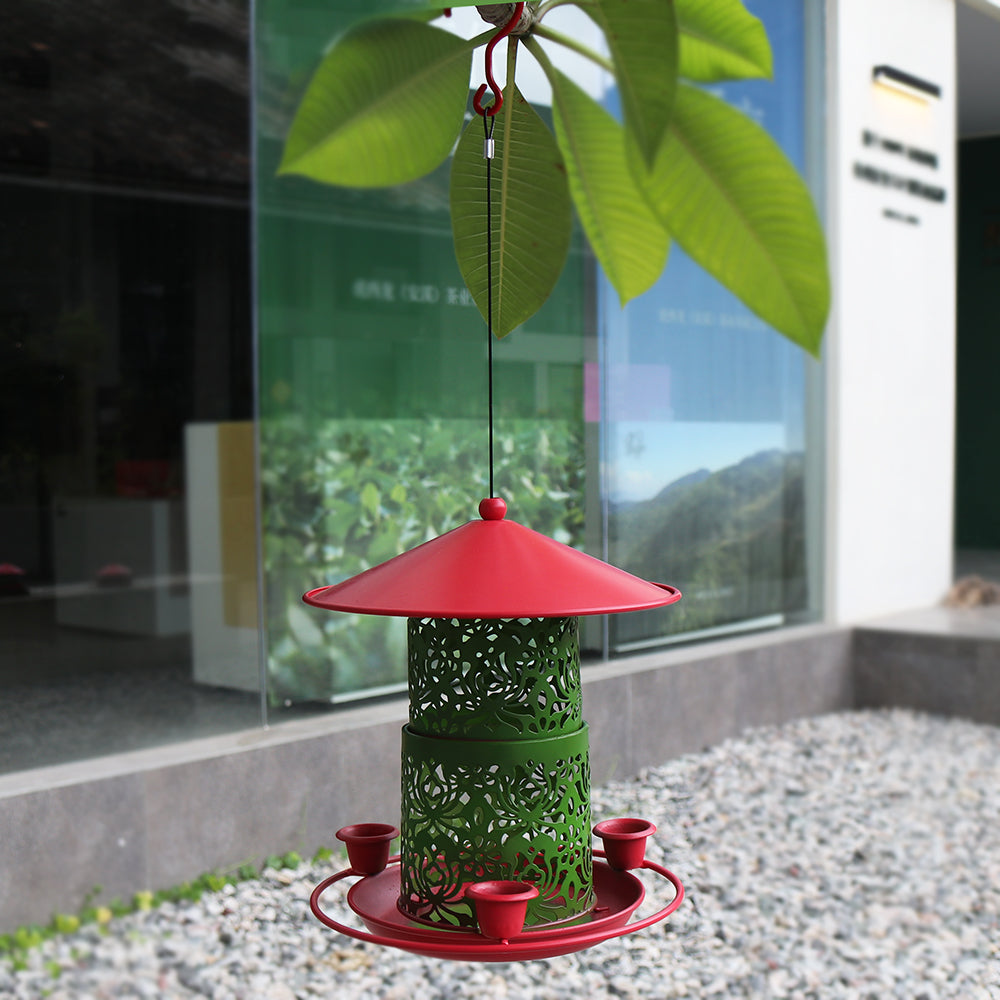 Iron double layer bird feeder patio outdoor hanging metal hummingbird feeder factory wholesale