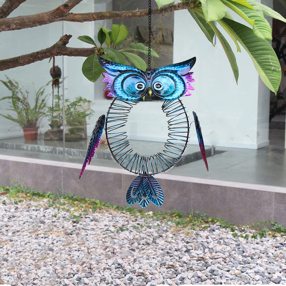 New product bird feeder owl outdoor hanging metal bird feeder with light hummingbird source factory customized