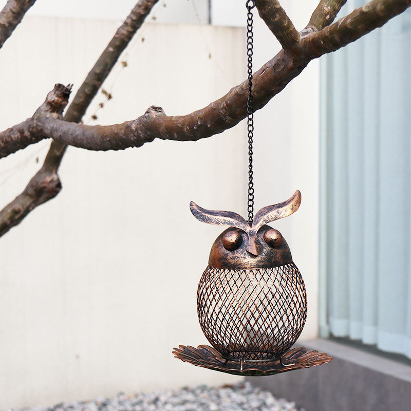 Cross Border Supply Metal Owl Feeder Bird Feeder Patio Metal Hanging Bird Feeder Hummingbird Feeder