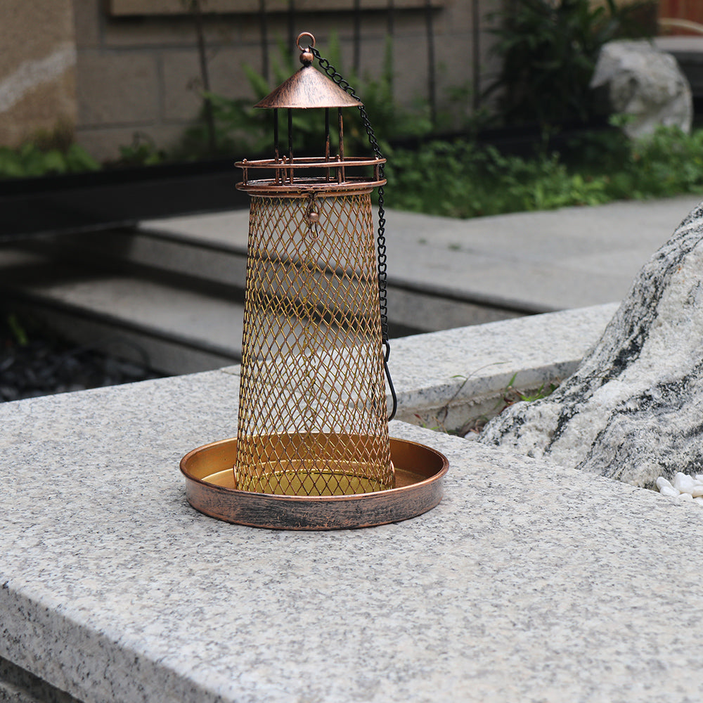 New Customized Lighthouse Bird Feeder Iron Lighthouse Shape Hummingbird Feeder with Leakage Hole Multi-Hole Hanging