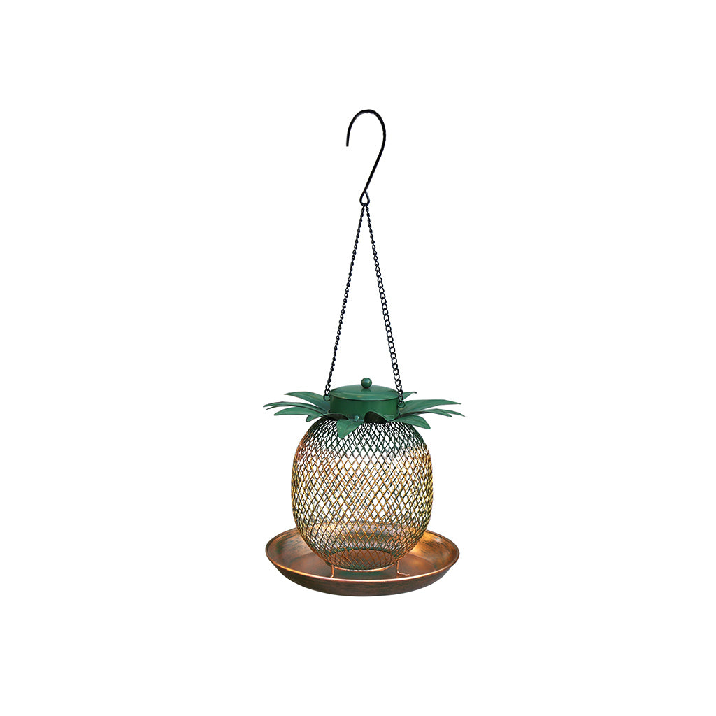 Source Factory Iron Bird Feeder Creative Pineapple Shape Hummingbird Feeding Bird Feeder Container Outdoor Hanging Bird Feeder