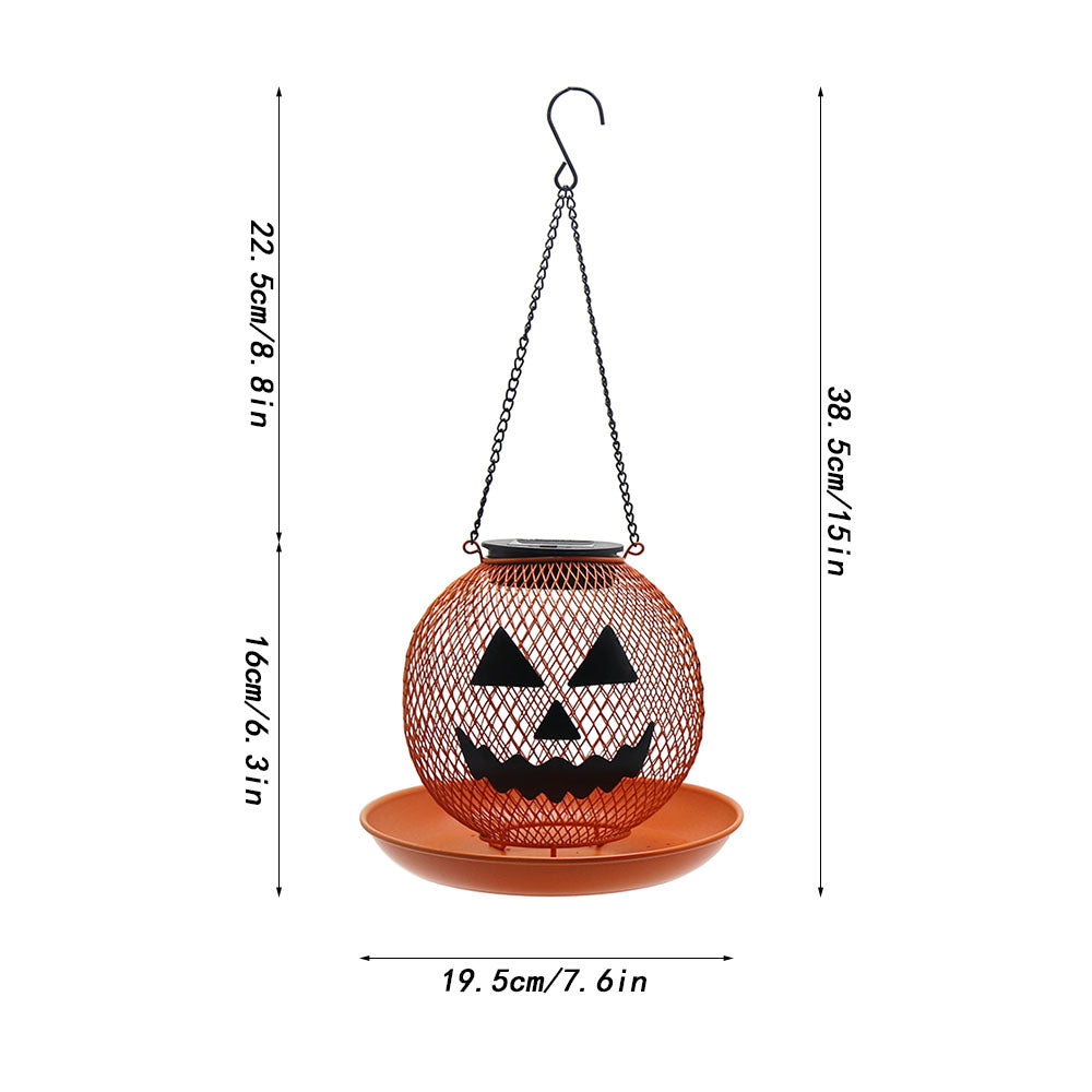 Cross Border New Bird Feeder Halloween Pumpkin Bird Feeder Metal Iron Outdoor Hanging Solar Bird Feeder