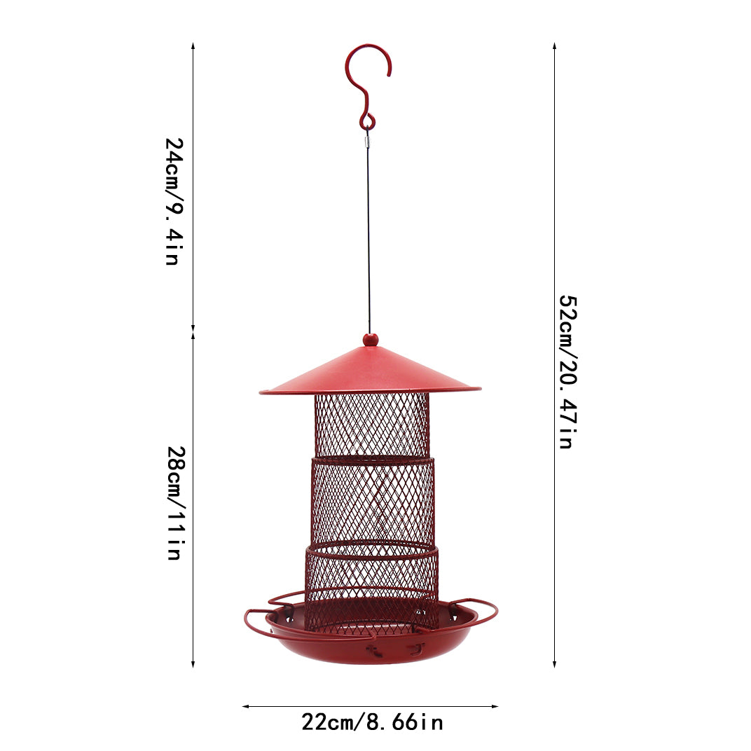 Cross Border Exclusive Iron Metal Outdoor Bird Feeder Bird Food with Roof Container Patio Hanging Bird Feeder