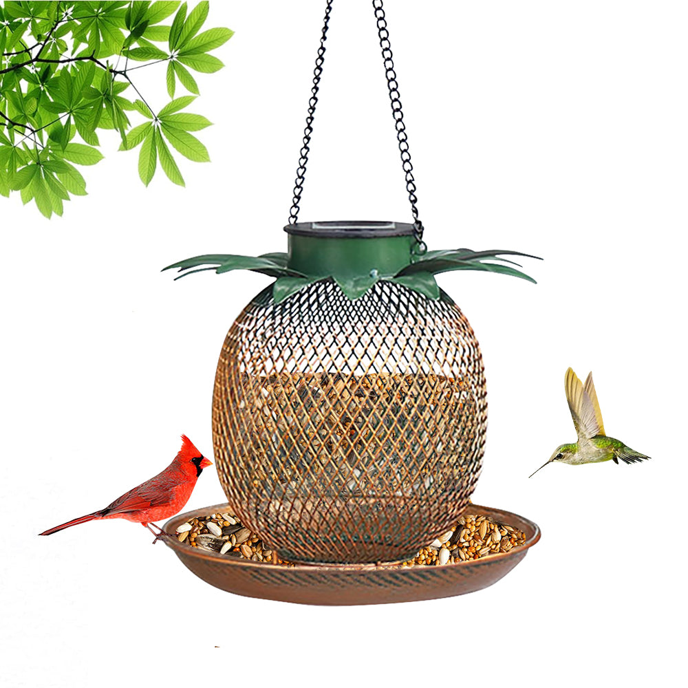 Amazon Hot Selling Iron Solar Pineapple Bird Feeder Thrower Outdoor Hanging Light Throwing Landscape Garden Patio Lights