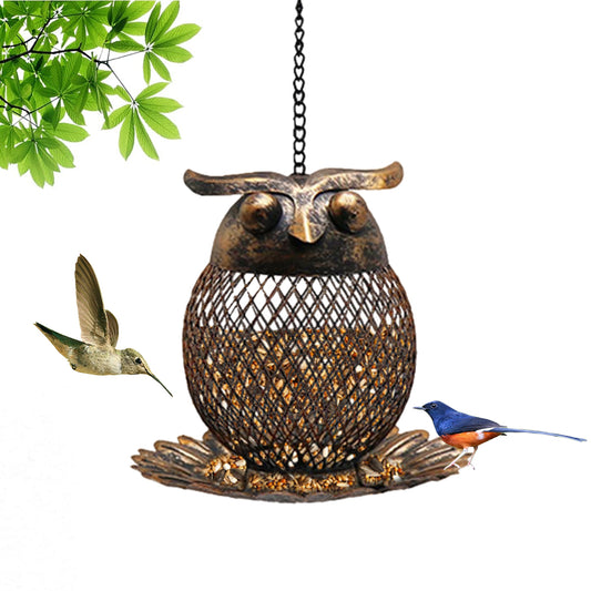 Cross Border Supply Metal Owl Feeder Bird Feeder Patio Metal Hanging Bird Feeder Hummingbird Feeder