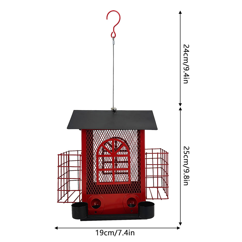 Cross Country Outdoor Lodge Metal Hanging Bird Feeder Multi Food Dispenser Squirrel Proof Hummingbird Feeder