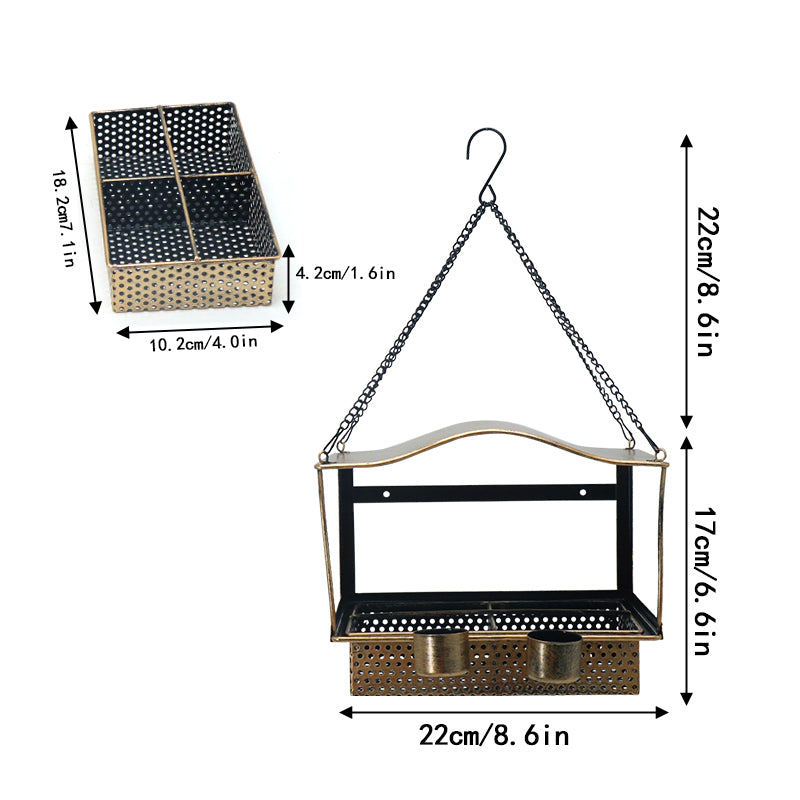 Cross Border Bird FeederOutdoor Iron Wall Hanging Dual Purpose Bird Feeder with Movable CupHanging Wall Hummingbird Feeders