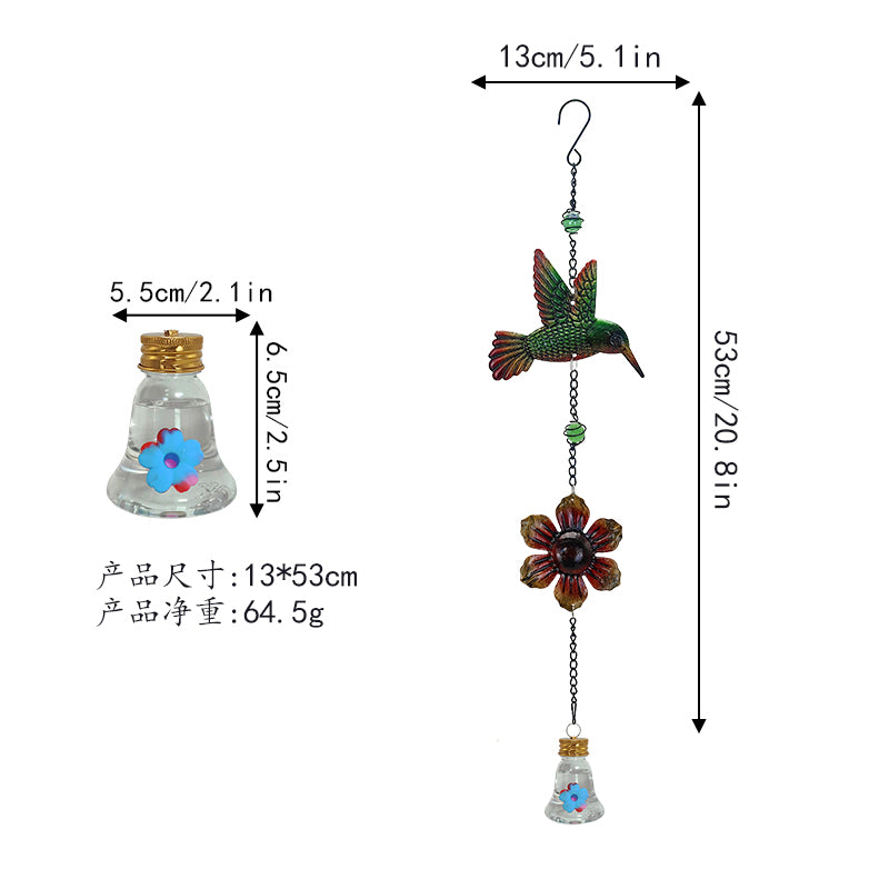 Outdoor Metal Hanging Hummingbird Feeder Squirrel Proof Bird Feeder Wind Chime Decorative Bird Feeder