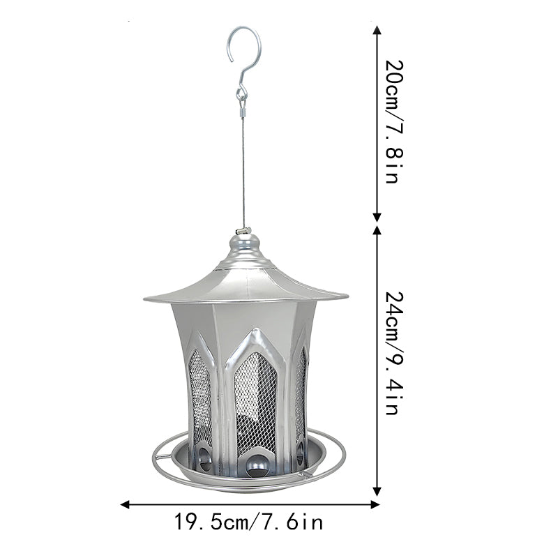 Cross-border new outdoor anti-squirrel anti ant metal hanging church wind bird feeder creative bird feeder