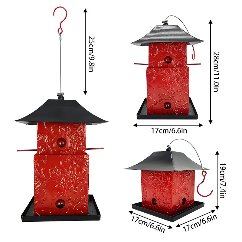 New European Style Double Retractable Square Squirrel Proof Bird Feeder Outdoor Hanging Hummingbird Feeder