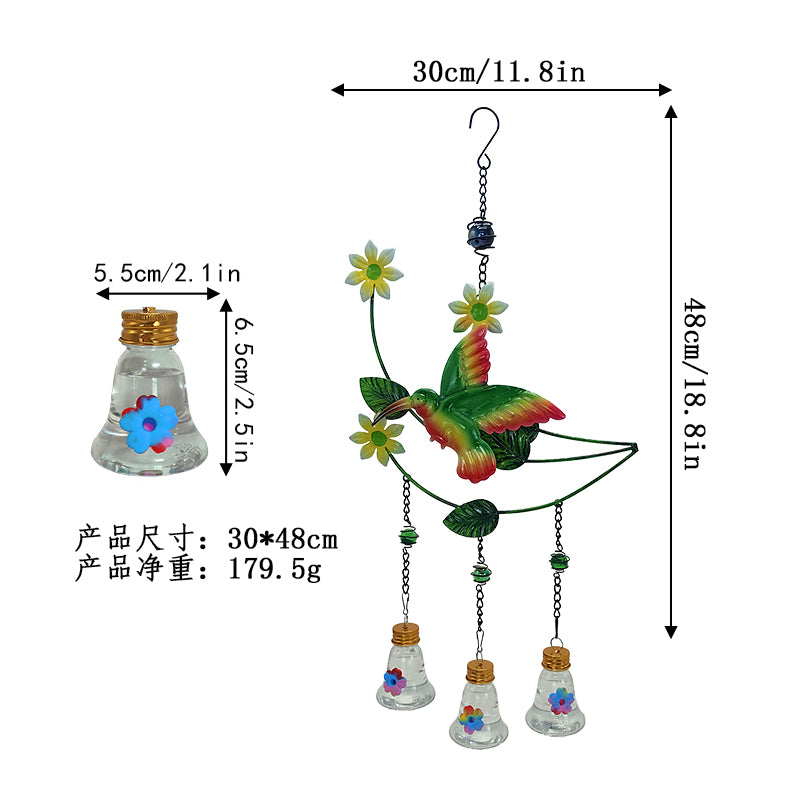 Crossing New Hummingbird Feeder Creative Maple Leaf Hummingbird Shape Metal Hanging Wind Chime Feeder