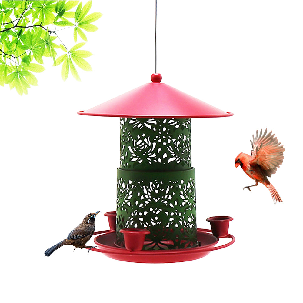 Iron double layer bird feeder patio outdoor hanging metal hummingbird feeder factory wholesale