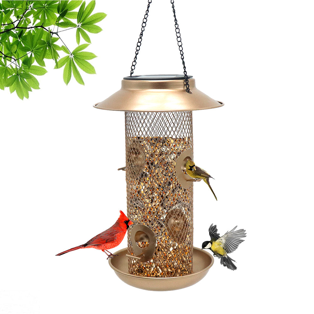 New Product Bird Feeder Outdoor Solar Metal with Light Hanging Squirrel Proof Bird Feeder Hummingbird Feeder Customized