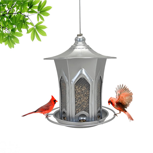 Cross-border new outdoor anti-squirrel anti ant metal hanging church wind bird feeder creative bird feeder